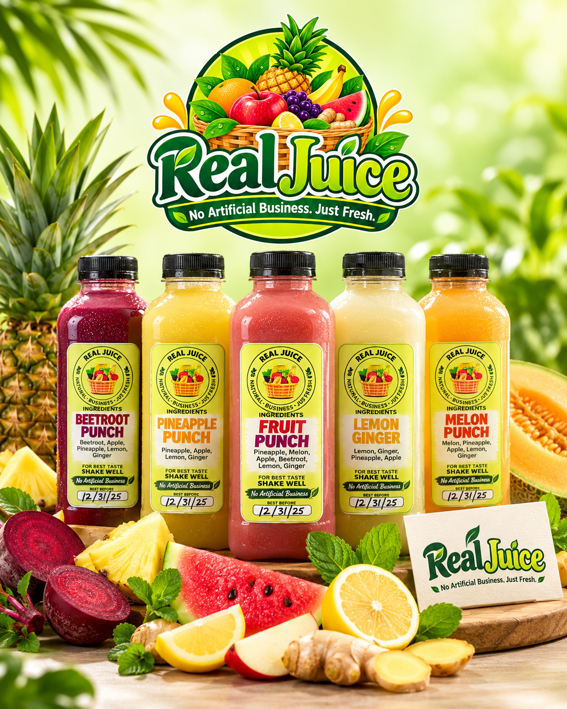 The Real Juice collection with whole tropical ingredients